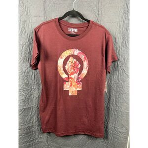 She Power Girl PWR Women's Rights Breast Cancer T Shirt Maroon SZ XL: NWT